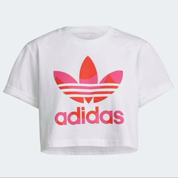 Adidas X Merimekko Trefoil Infill Cropped Tee Woman’s XL Cuffed Short Sleeves - Picture 16 of 16